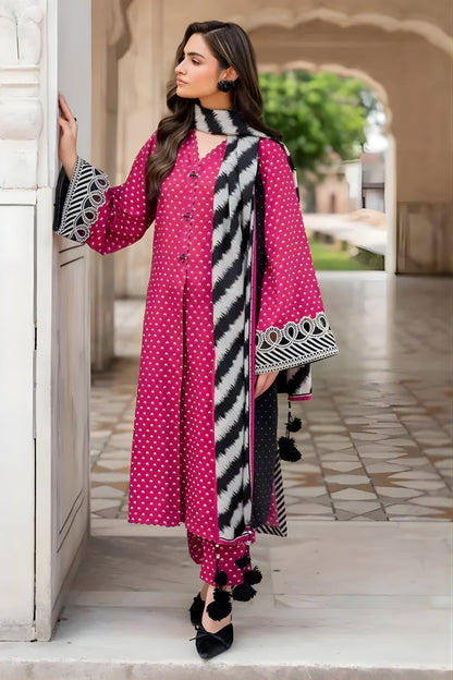 Baroque - 3PC Unstitched Printed Khaddar Shirt with Printed Khaddar Dupatta and Trouser