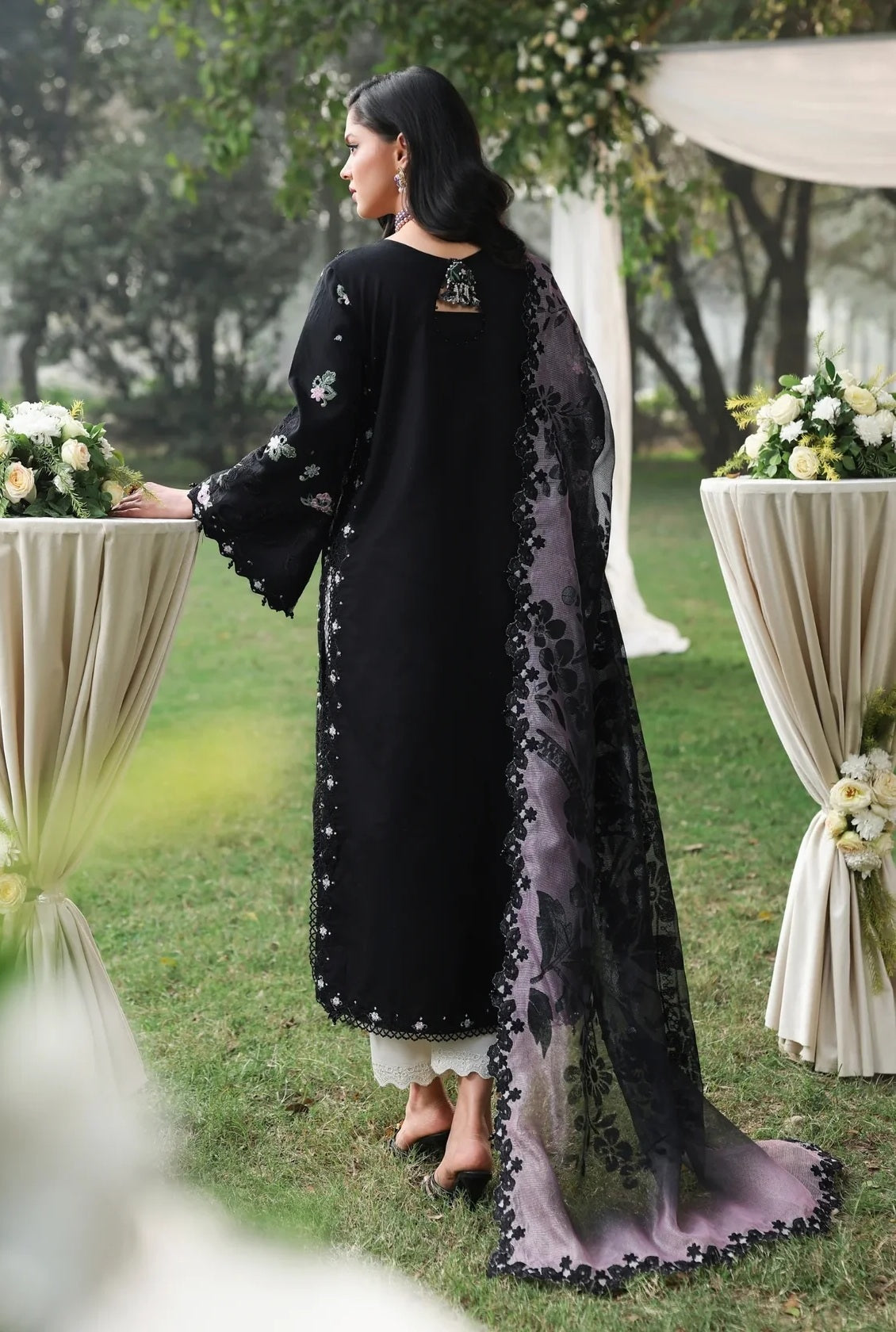 Sardinia - Luxury Lawn Embroidered 3 Piece Unstitched - Midnight Bloom