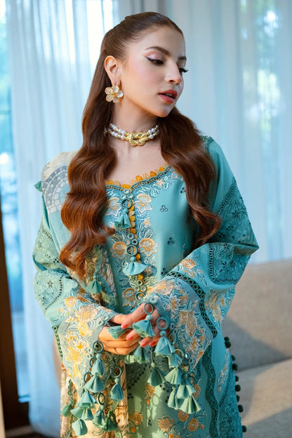 Jade - 3PC Unstitched Lawn Embroidered Shirt with Digital Printed Monark Dupatta and Trouser