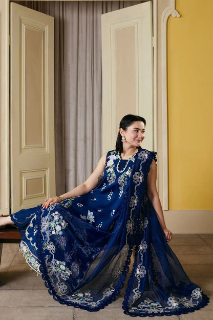 Maryam Hussain - 3PC Unstitched Lawn Embroidered Shirt with Cotton Net Embroidered Dupatta and Trouser