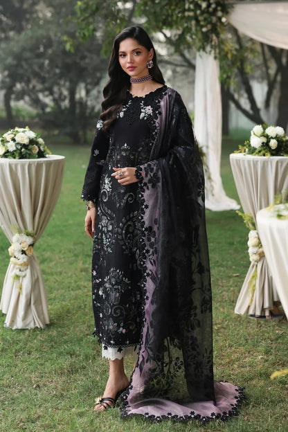 Sardinia - Luxury Lawn Embroidered 3 Piece Unstitched - Midnight Bloom