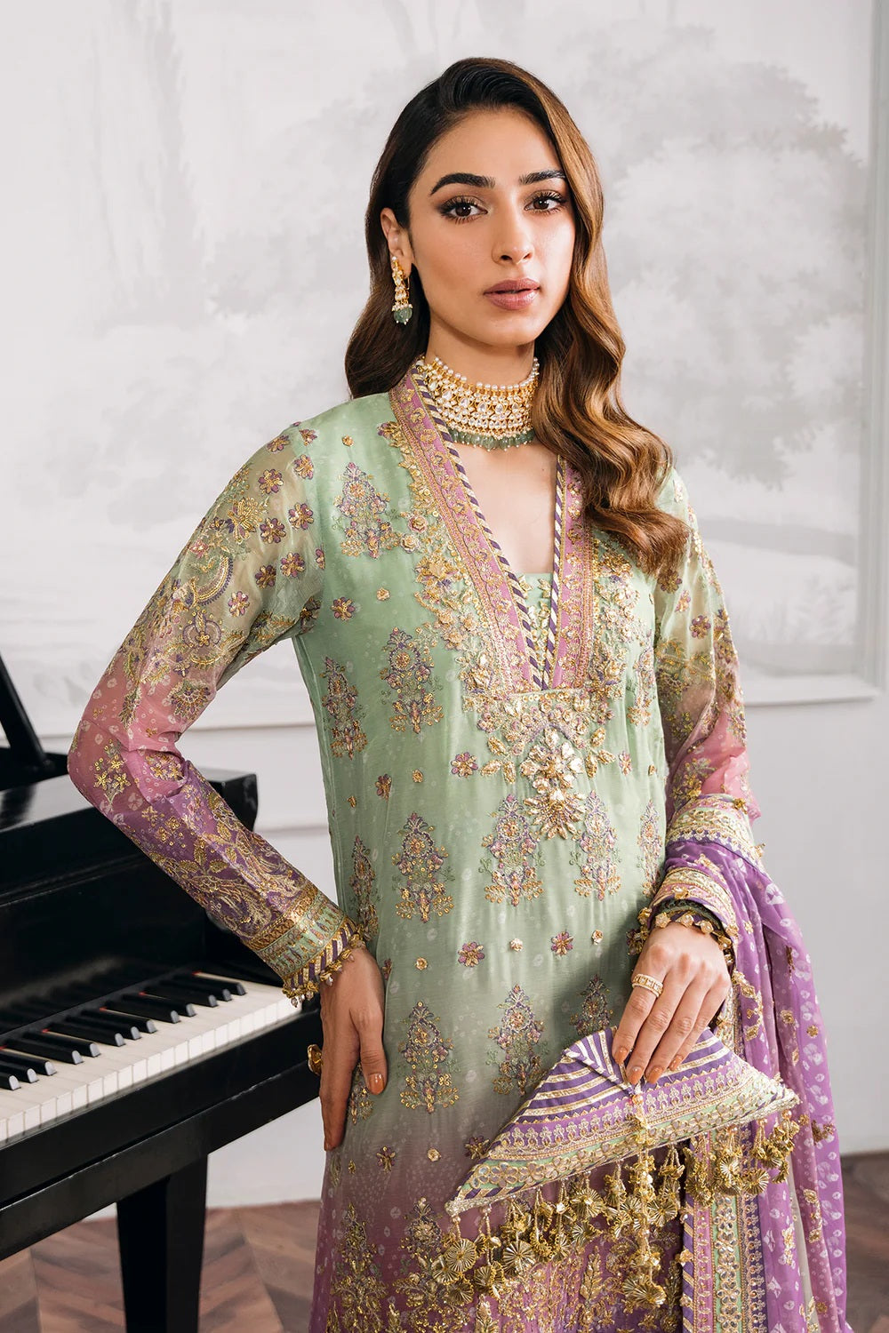 Baroque Luxury Chiffon Embroidered 3 Piece Unstitched