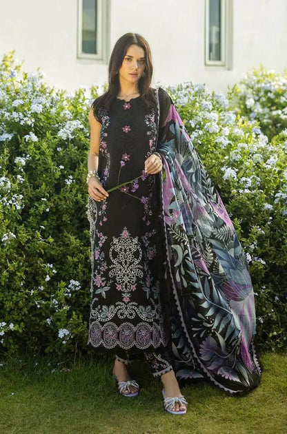 Mushq - 3PC Lawn Embroidered Shirt with Printed Silk Dupatta (Unstitched)
