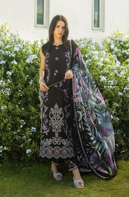 Mushq - 3PC Lawn Embroidered Shirt with Printed Silk Dupatta (Unstitched)