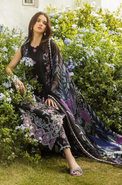 Mushq - 3PC Lawn Embroidered Shirt with Printed Silk Dupatta (Unstitched)