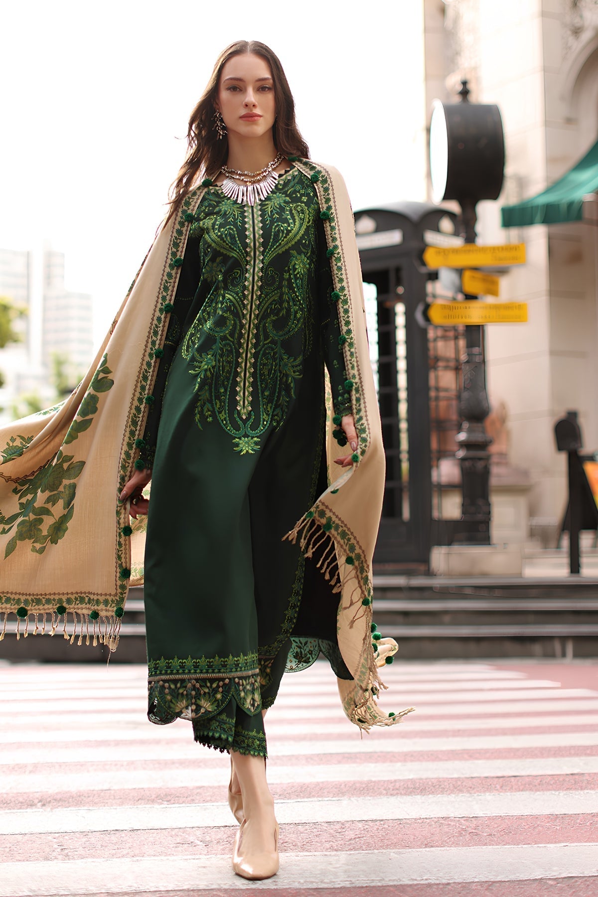 Charizma - 3PC Unstitched Dhanak Embroidered Shirt with Pashmina Printed Dupatta and Trouser
