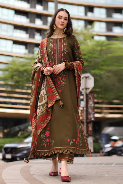 Charizma - 3PC Unstitched Dhanak Embroidered Shirt with Digital Printed Dupatta and Trouser
