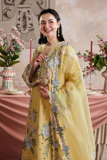 Maryam Hussain - 3PC Unstitched Lawn Embroidered Shirt with Cotton Net Embroidered Dupatta and Trouser