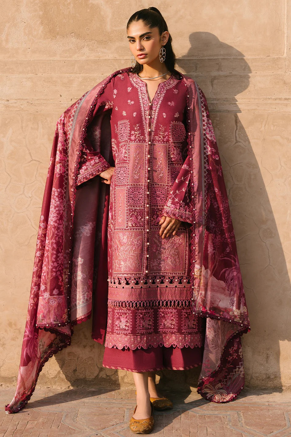 Bin B - Luxury Lawn Embroidered Unstitched 3 Piece
