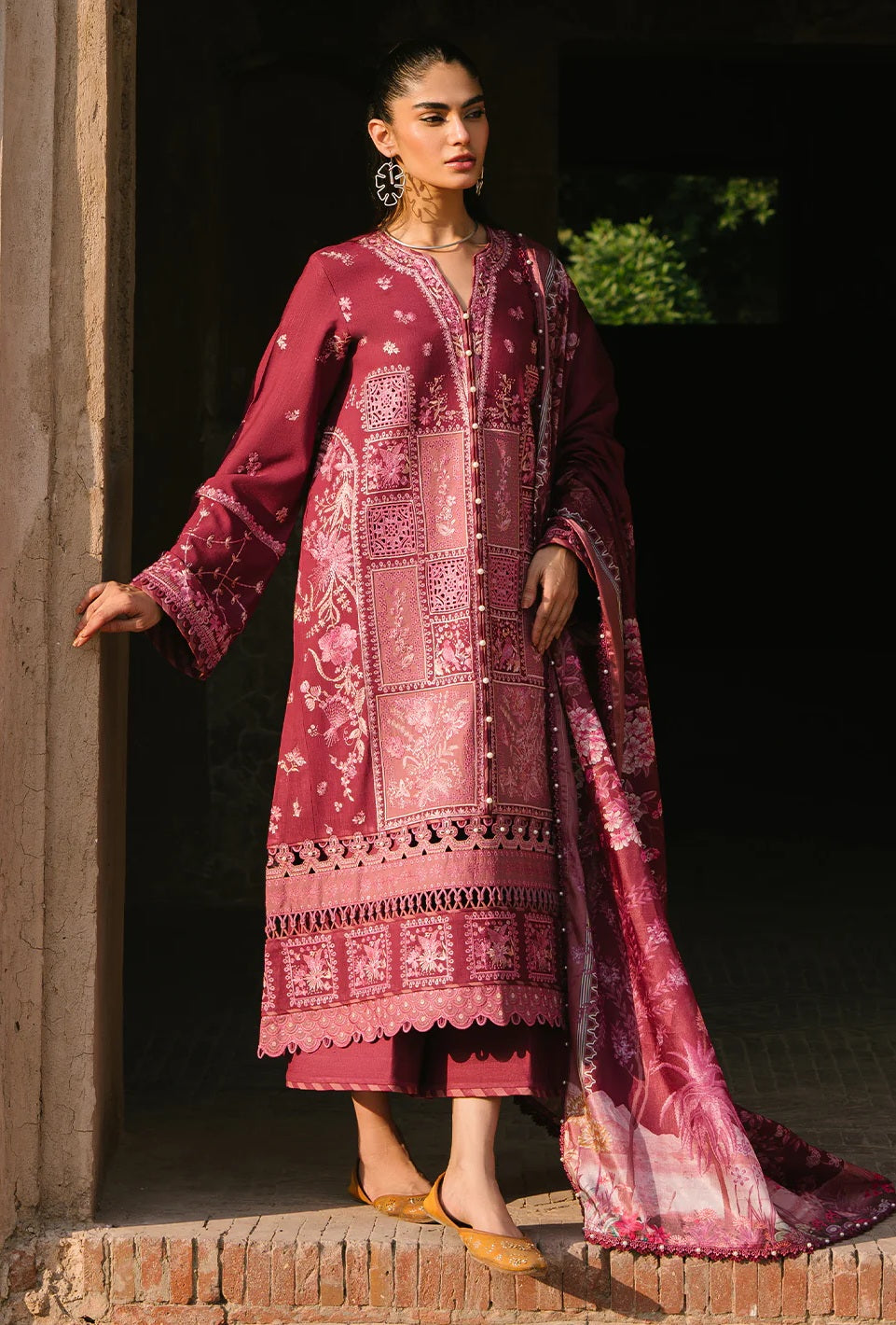 Bin B - Luxury Lawn Embroidered Unstitched 3 Piece