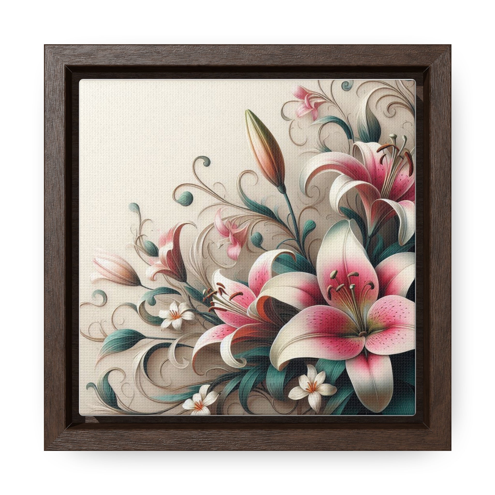 Lily Flower Gallery Canvas Wraps, Square Frame