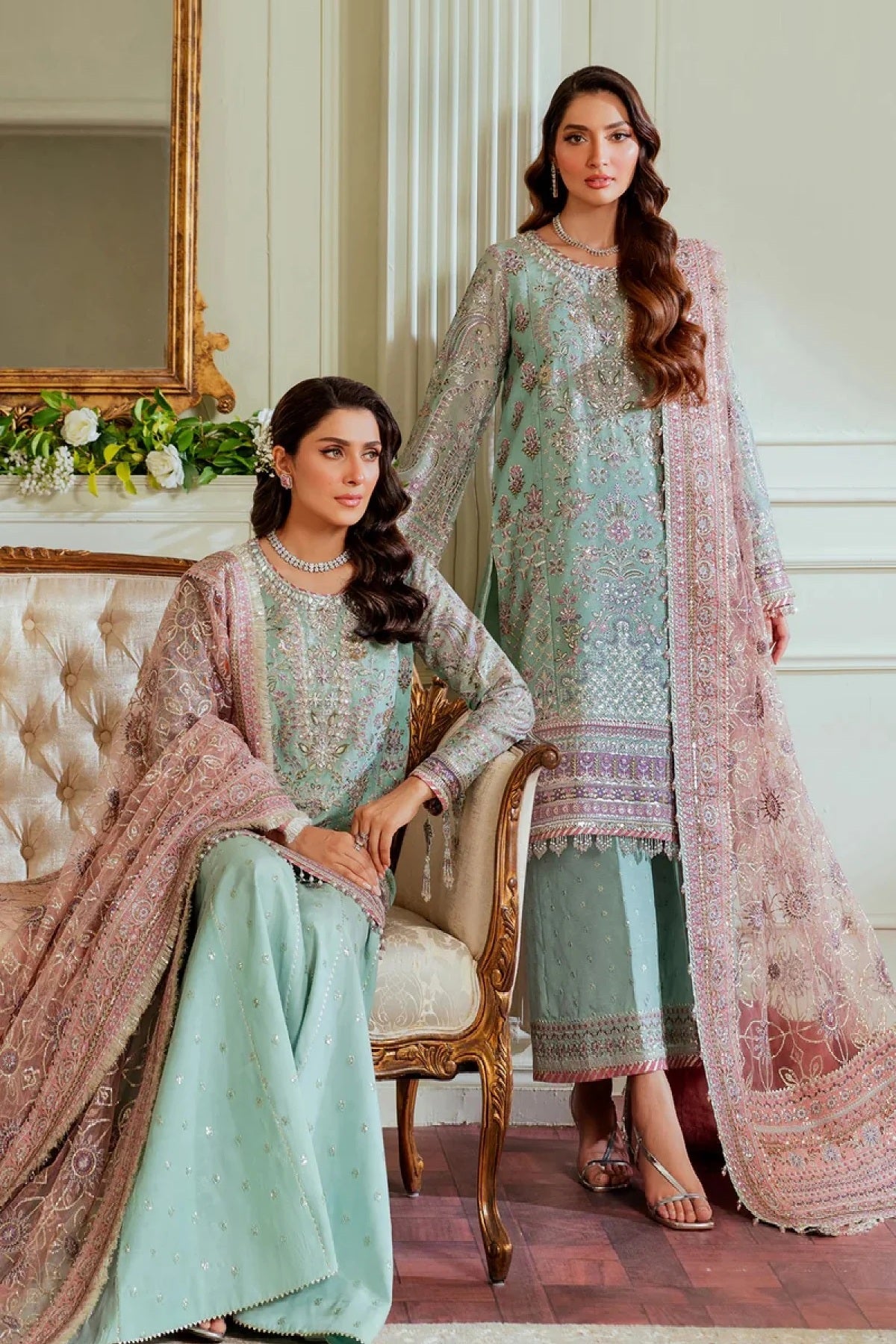 Baroque - BQU - Luxury Pure Chiffon Embroidered 3 Piece Unstitched