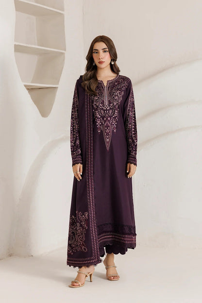 Daria - 3PC Unstitched Dhanak Embroidered Shirt with Dhanak Embroidered Dupatta and Trouser