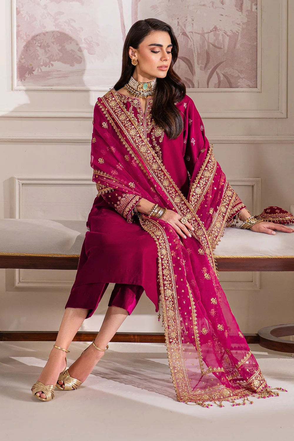 Baroque Luxury Velvet Embroidered Unstitched 3 Piece