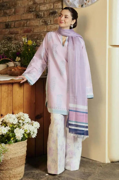 Zara Shah Jahan - 3PC Unstitched Lawn Embroidered Shirt with Printed Slub Net Dupatta