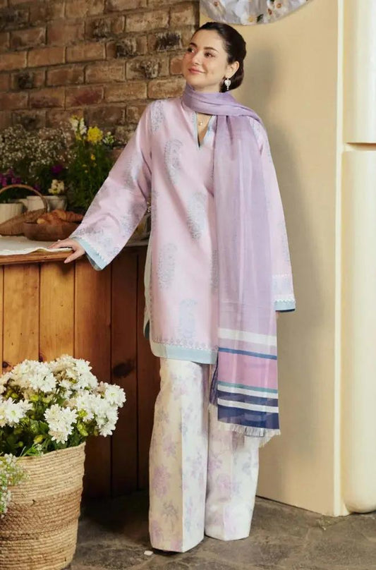 Zara Shah Jahan - 3PC Unstitched Lawn Embroidered Shirt with Printed Slub Net Dupatta