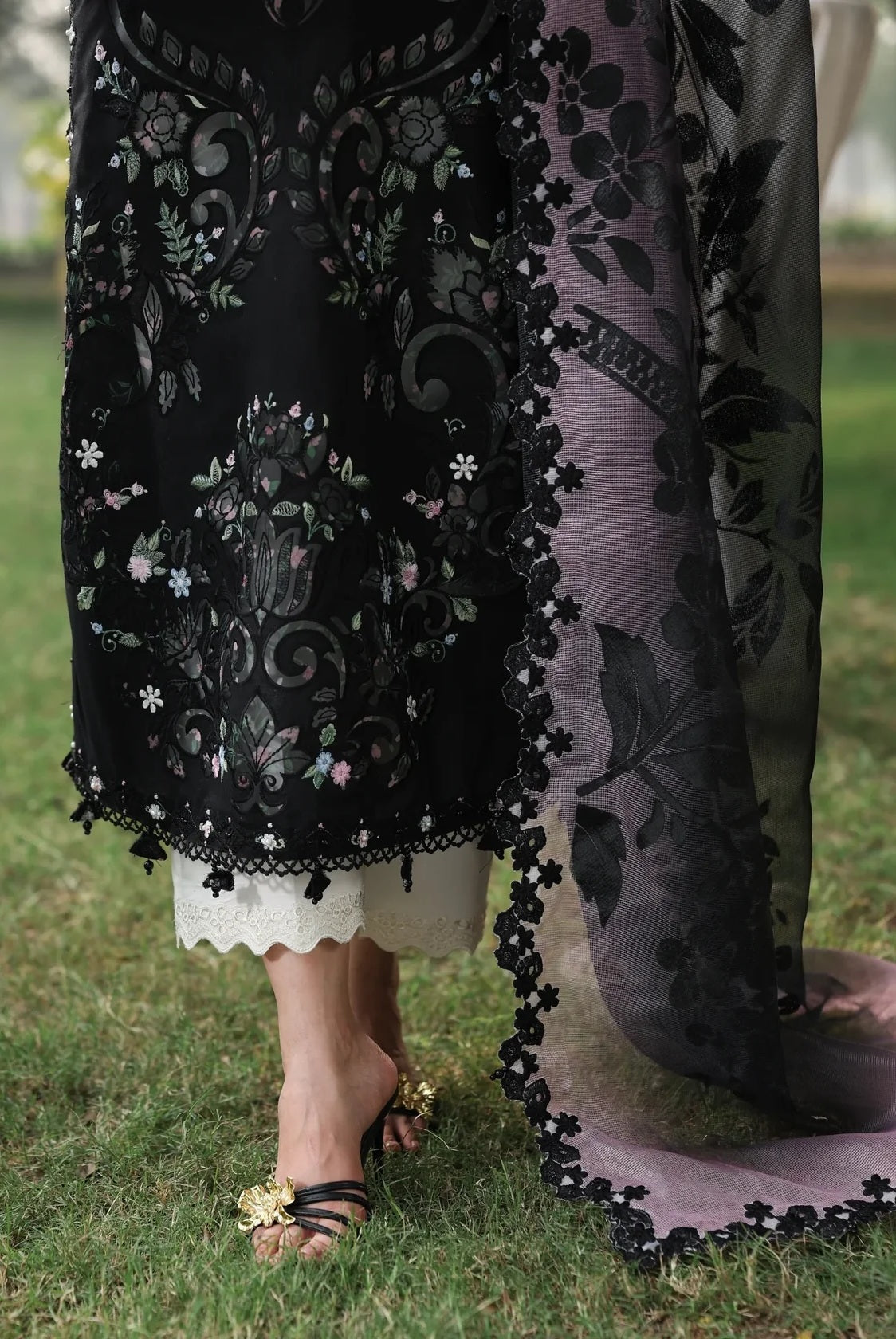 Sardinia - Luxury Lawn Embroidered 3 Piece Unstitched - Midnight Bloom