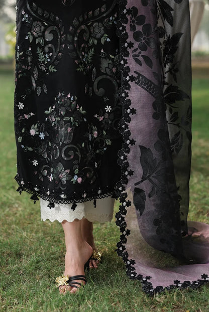 Sardinia - Luxury Lawn Embroidered 3 Piece Unstitched - Midnight Bloom
