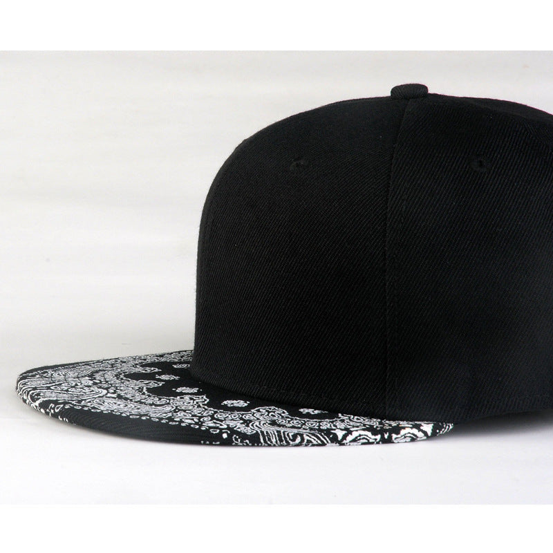 Cashew Flower Korean Hip-hop Hat Flat Brim Hat Fashion Print Baseball Cap