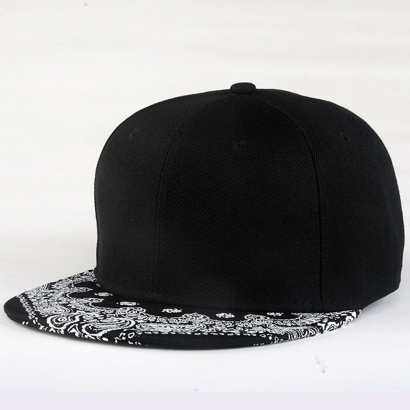 Cashew Flower Korean Hip-hop Hat Flat Brim Hat Fashion Print Baseball Cap