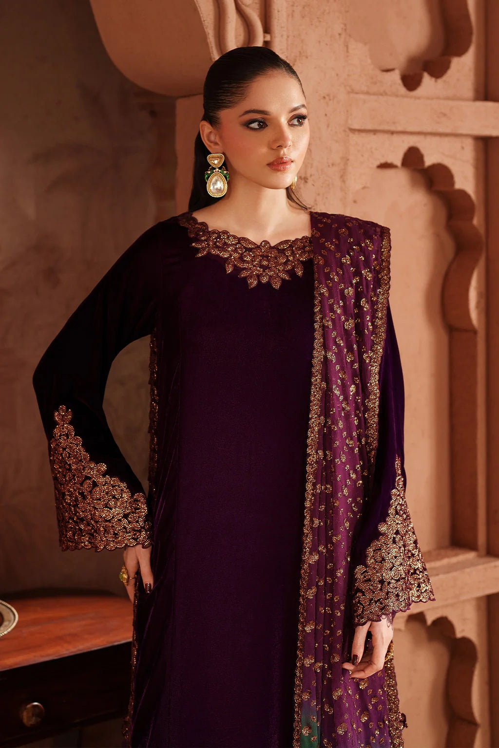Iznik - Luxury Velvet Embroidered 3 Piece Unstitched