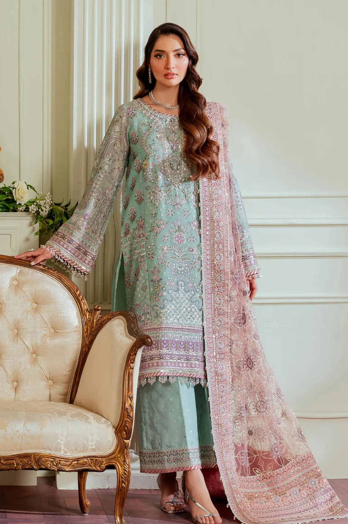 Baroque - BQU - Luxury Pure Chiffon Embroidered 3 Piece Unstitched