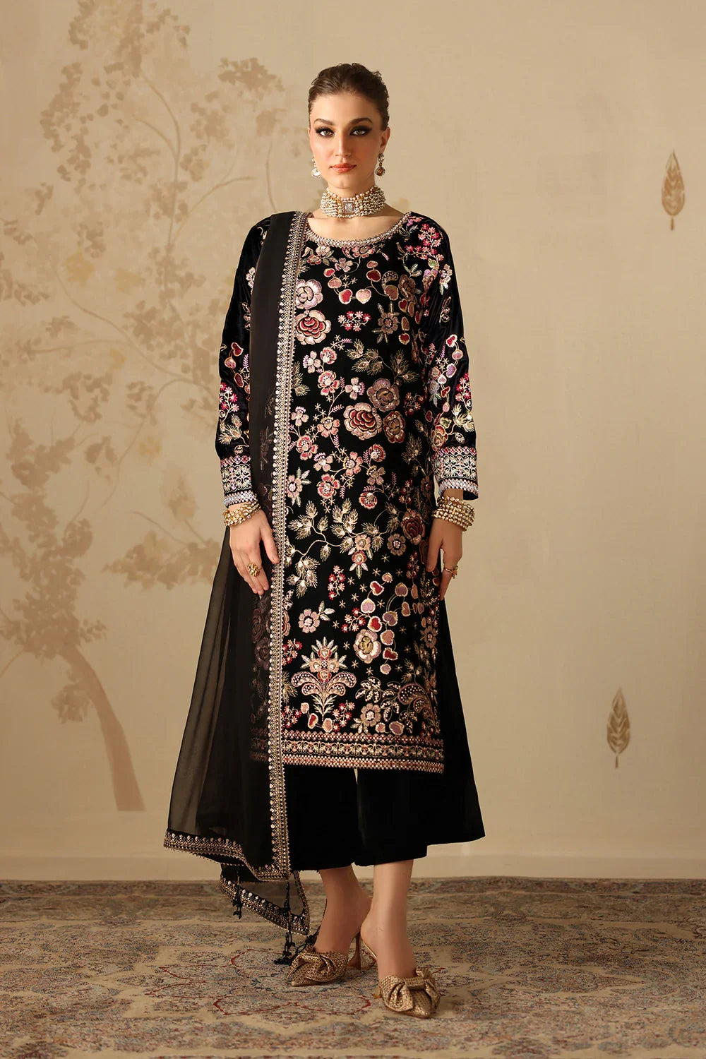 Baroque Luxury Embroidered Velvet Collection Unstitched Flora