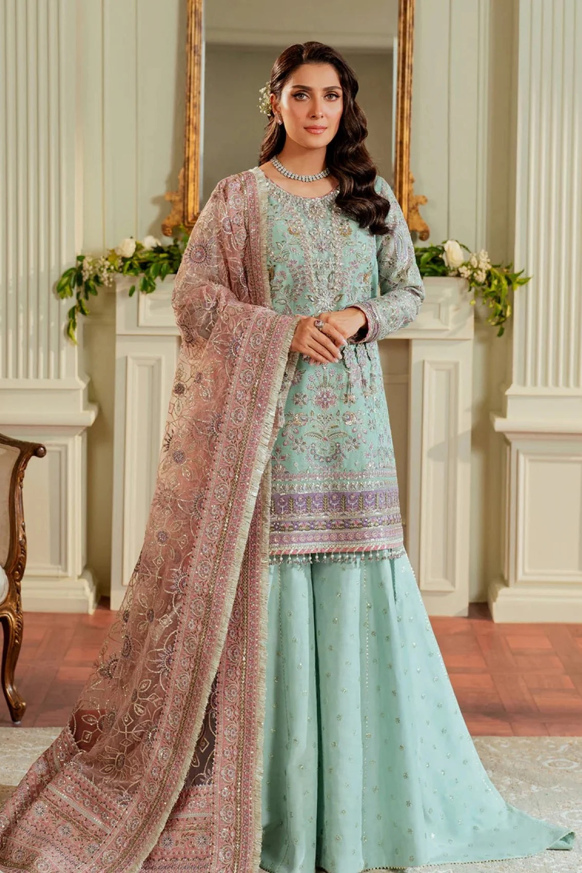 Baroque - BQU - Luxury Pure Chiffon Embroidered 3 Piece Unstitched