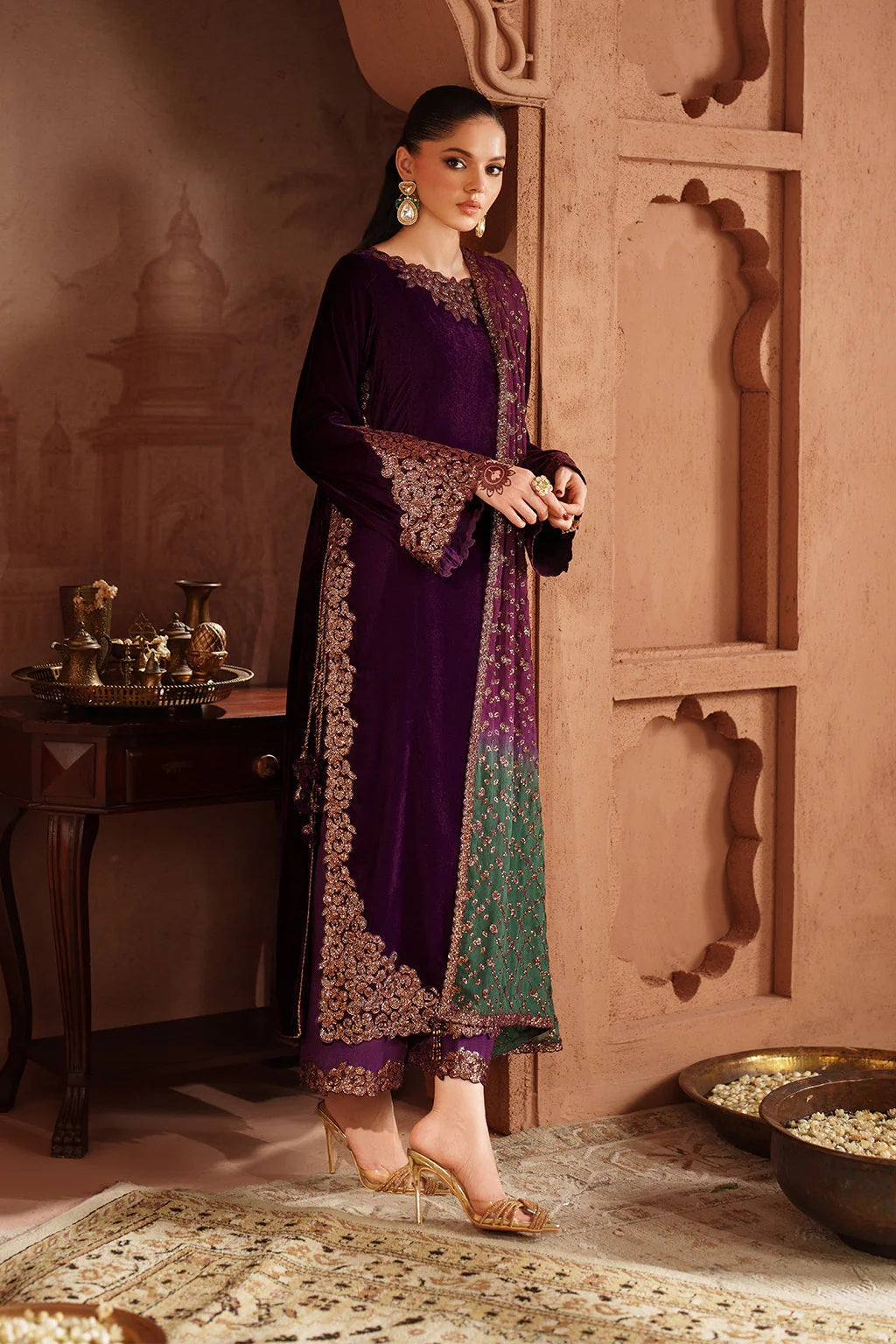 Iznik - Luxury Velvet Embroidered 3 Piece Unstitched