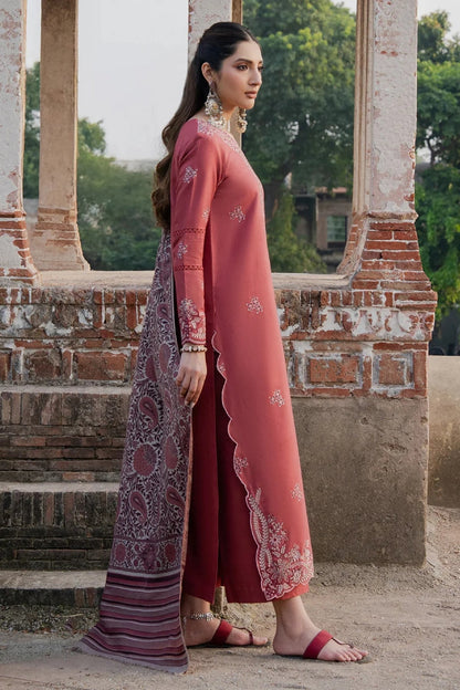 Izel - 3PC Unstitched Dhanak Embroidered Shirt with Digital Printed Twill Pashmina Dupatta and Trouser