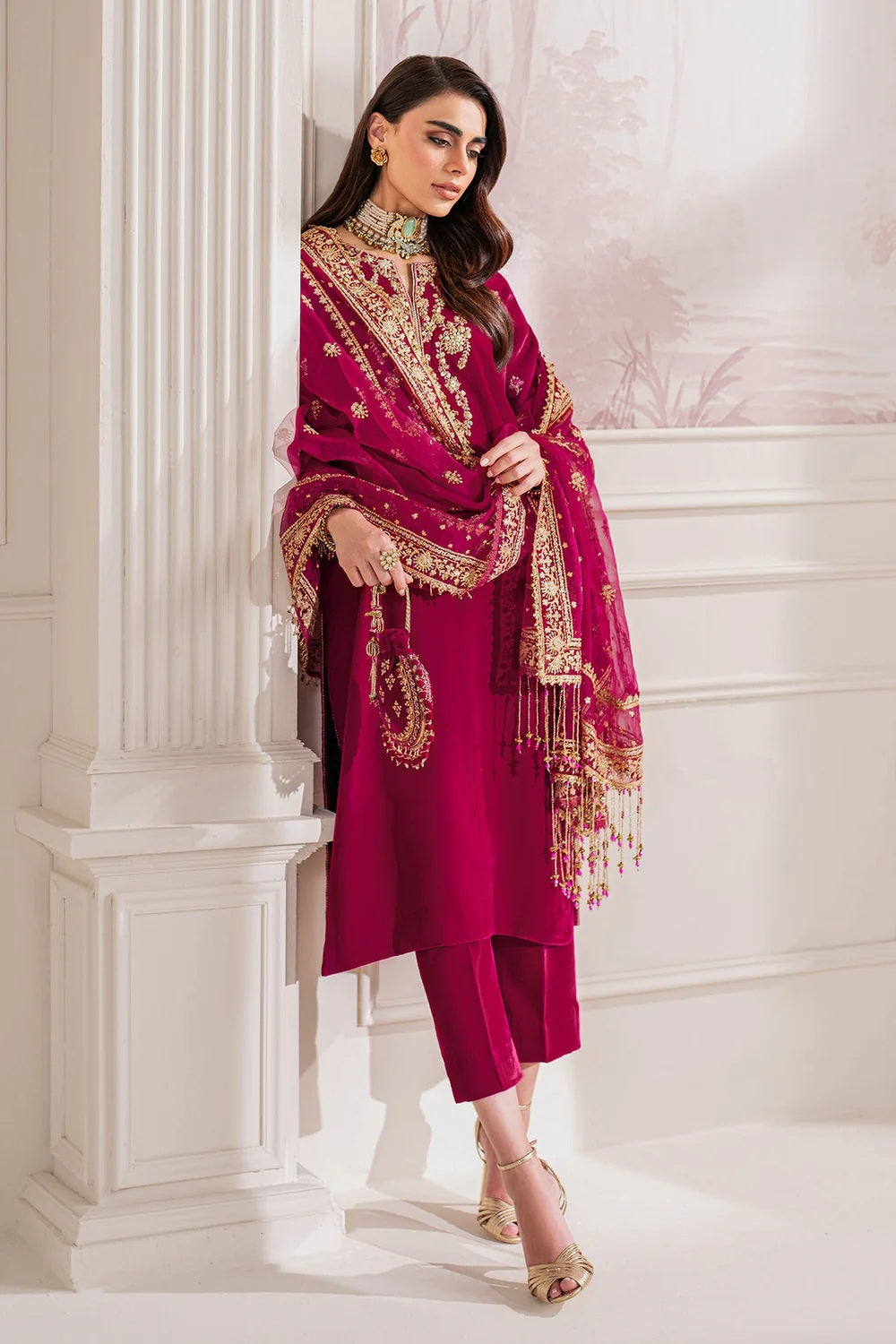 Baroque Luxury Velvet Embroidered Unstitched 3 Piece