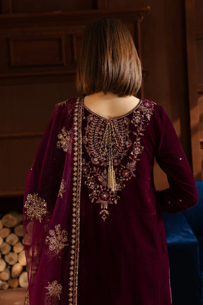 Batik Luxury Velvet Embroidered Collection Amar 3Pc - Velvet Luxe