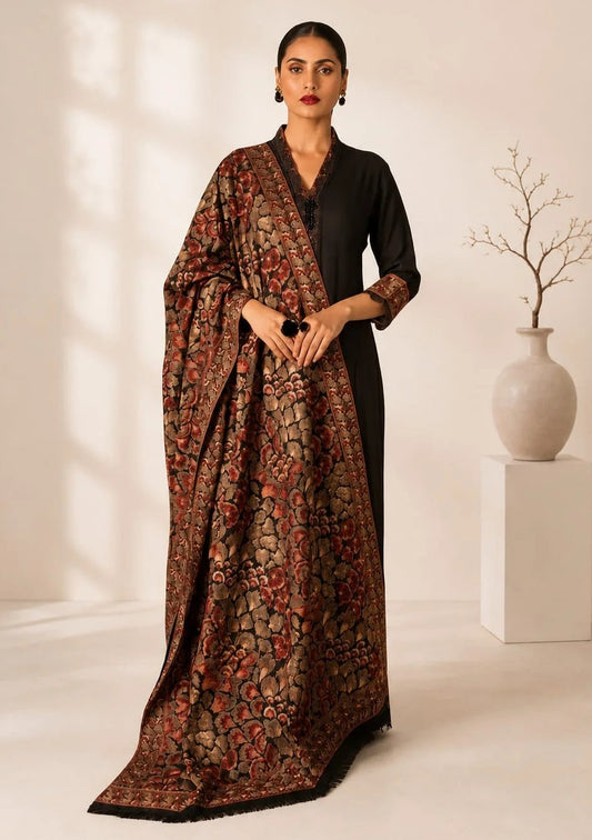 Breeze Rose Petal Karandi Embroidered Shawal fully Embroidered