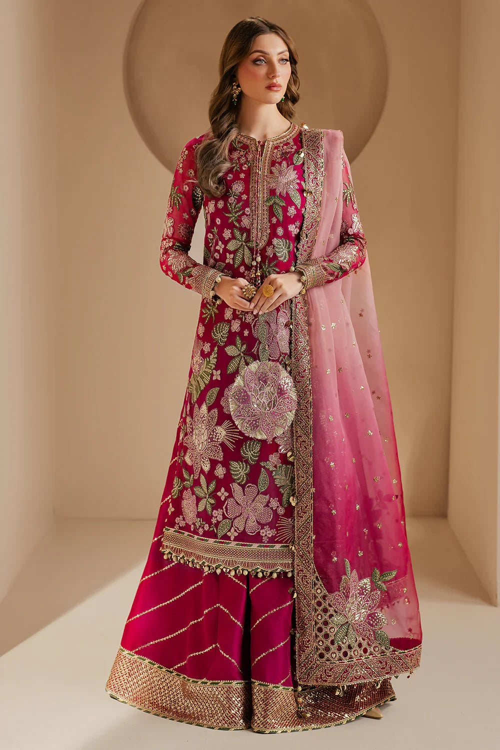 Jazmin Luxury Chiffon Unstitched Embroidered Collection Rose Rediance