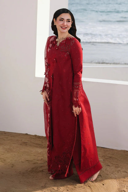 Qalamkar - 3PC Unstitched Lawn Embroidered Shirt with Embroidered Khaddi Dupatta and Trouser