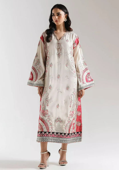Ethnc Luxury Silk Embroidered Unstitched Kaftan Suit