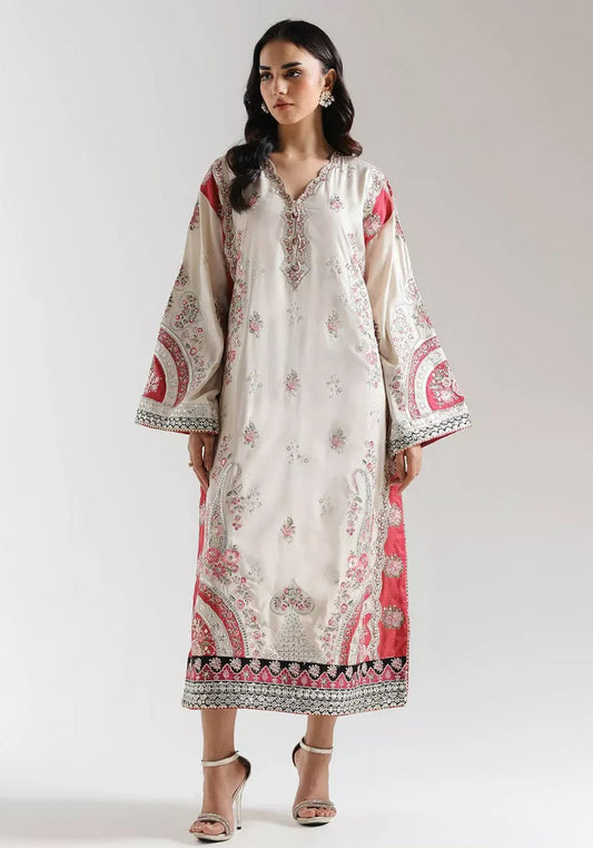 Ethnc Luxury Silk Embroidered Unstitched Kaftan Suit