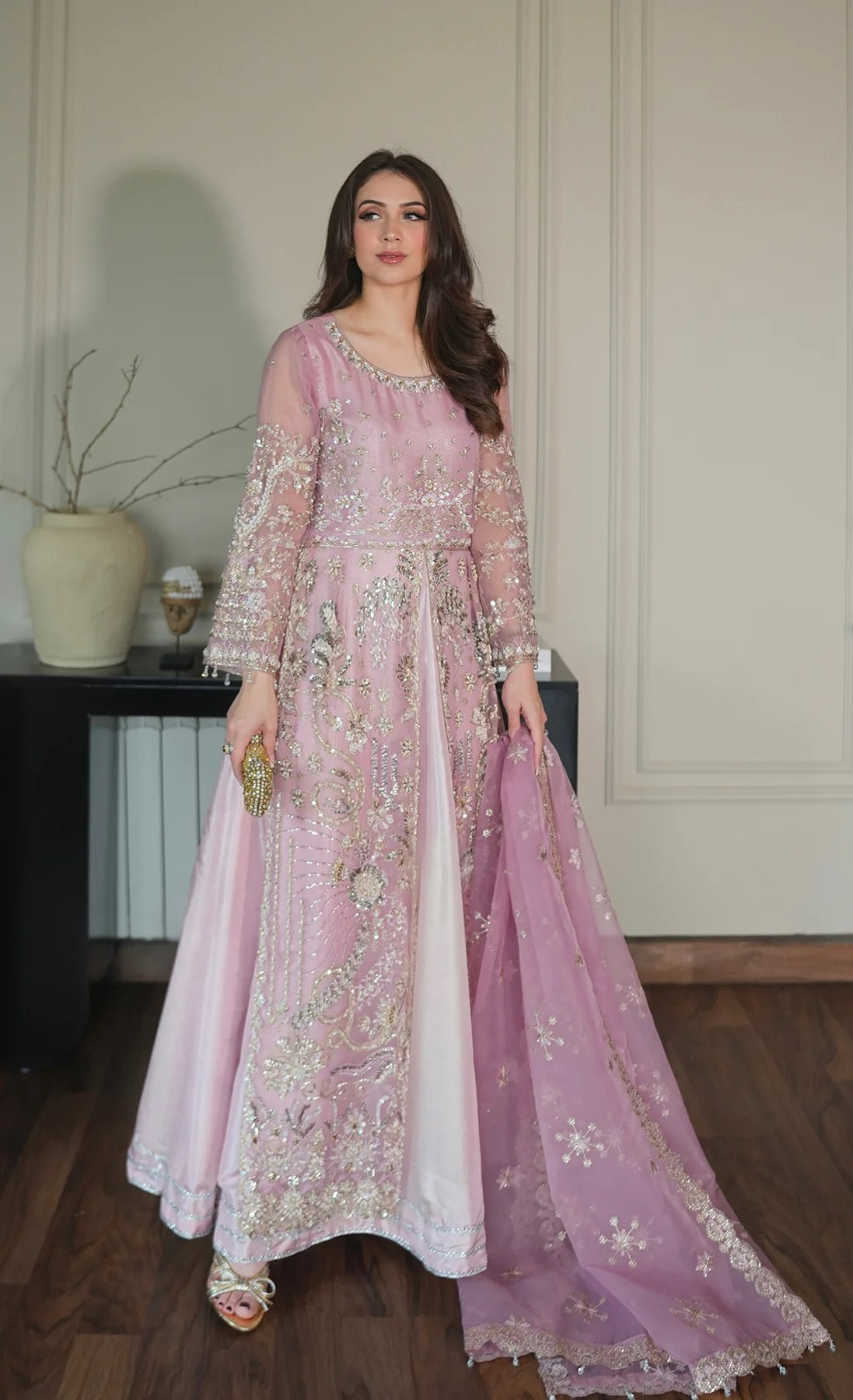 Emran Kashif Luxury Organza Embroidered 3Pc Unstitched Suit - Petal Grace