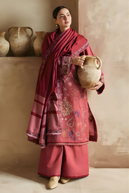 Zara Shah Jahan - 3PC Unstitched Dhanak Embroidered Shirt with Digital Printed Dupatta and Trouser