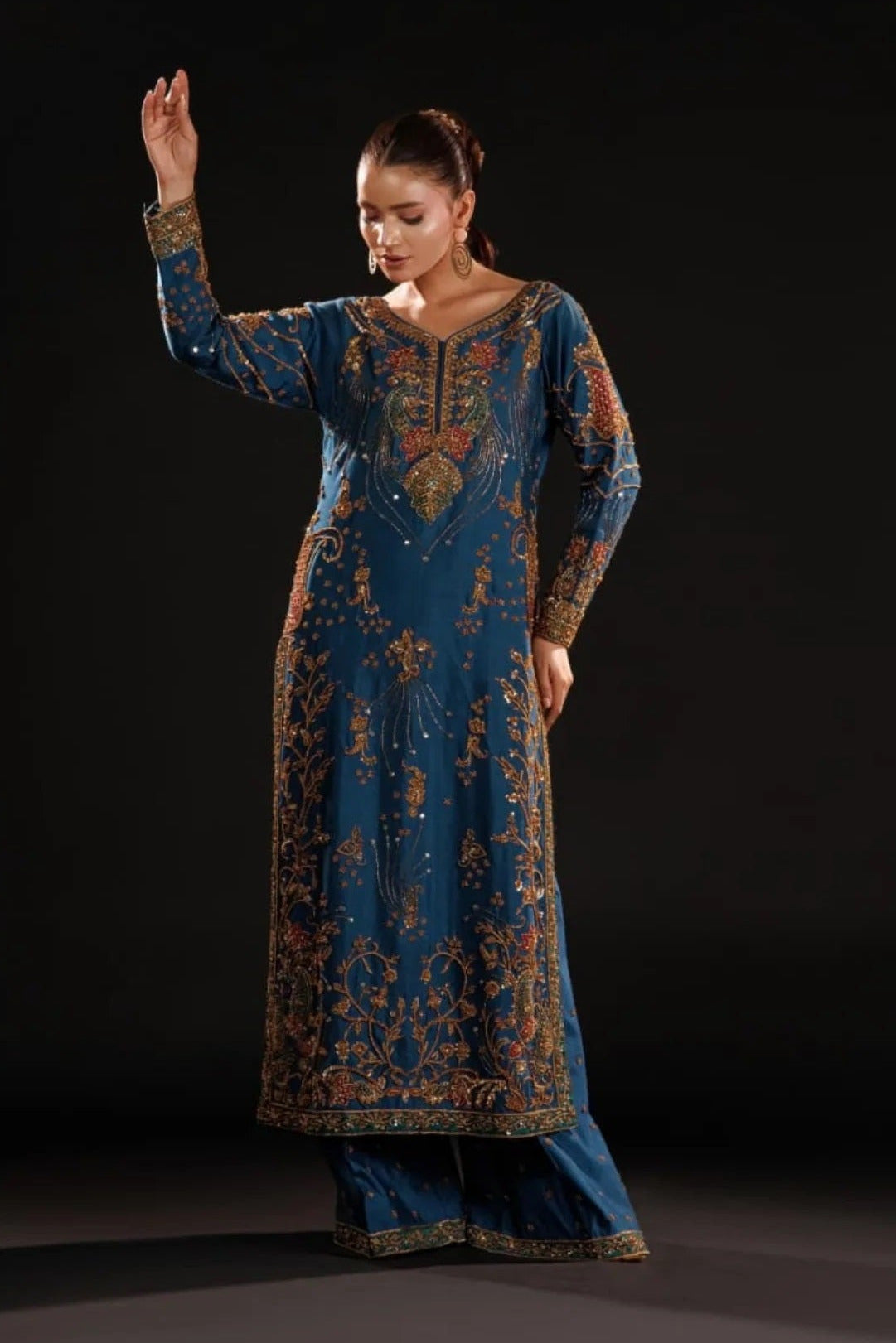 Pehnawa Luxury Raw Silk Embroidered 3Pc Unstitched Suit Azure Dynasty