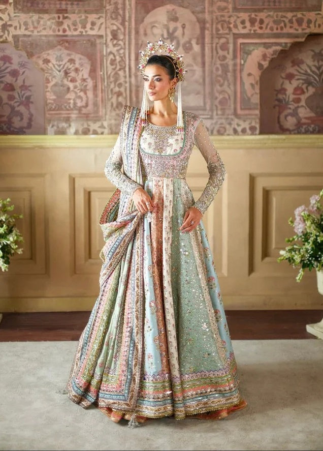 Nomi Ansari Luxury Raw Silk Embroidered Unstitched 3PC Suit - Maryum Nawaz