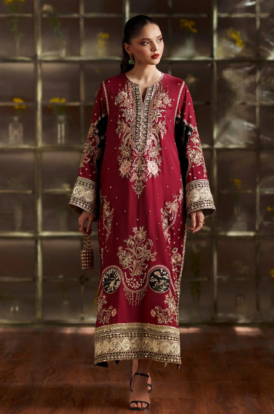 ETHNC Kaftan Luxury Raw Silk Embroidered 3Pc Unstitched Suit
