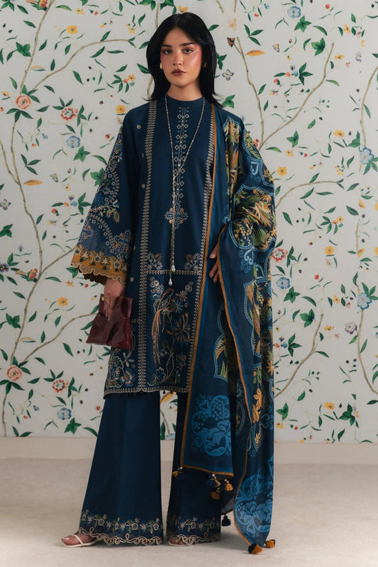 Sapphire - 3PC Unstitched Lawn Embroidered Shirt with Monar Digital Printed Dupatta and Trouser