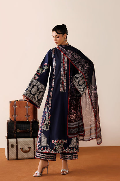 Azzal - 3PC Unstitched Lawn Embroidered Shirt with Monar Digital Printed Dupatta and Trouser