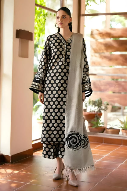 Baroque - 3PC Khaddar Digital Printed Shirt with Khaddar Printed Shawl (Unstitched)