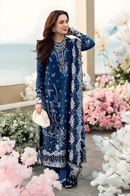 Qalamkar 3PC Lawn Embroidered Shirt with Embroidered Chiffon Dupatta (Unstitched)