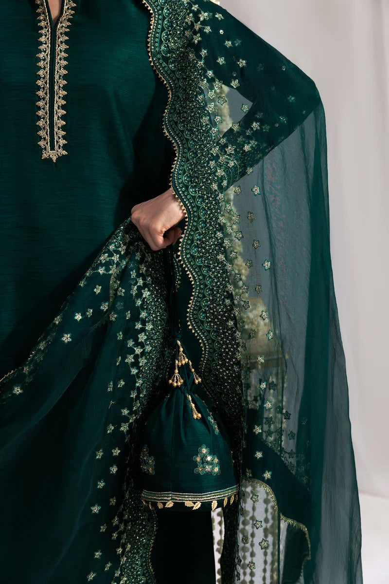 Zaib Luxury Raw Silk Embroidered 3 Pc Unstitched Suit