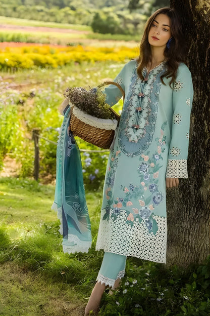 Mushq - 3PC Lawn Embroidered Shirt with Printed Silk Dupatta (Unstitched)