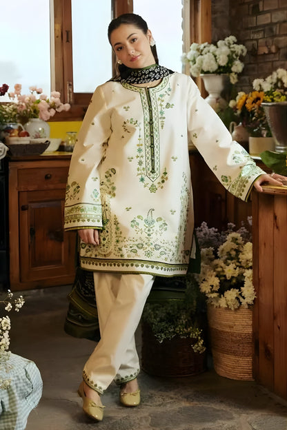 Zara Shah Jahan - 3PC Unstitched Lawn Embroidered Shirt with Printed Slub Net Dupatta