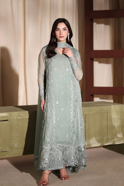 Azure Luxury Embroidered Chiffon Unstitched 3Pc Suit Satin Sage